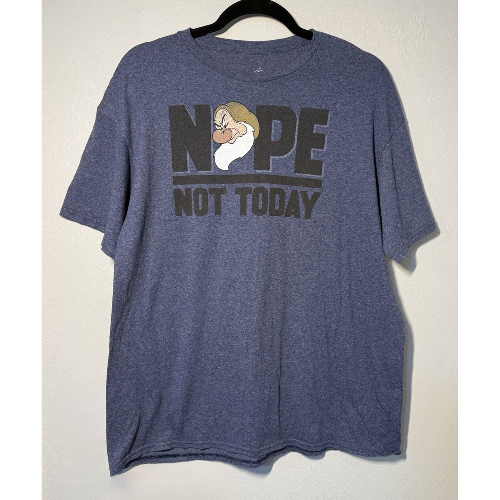 Disney Grumpy "Nope Not Today" Graphic T Shirt Unisex Large Heather Blue Stretch